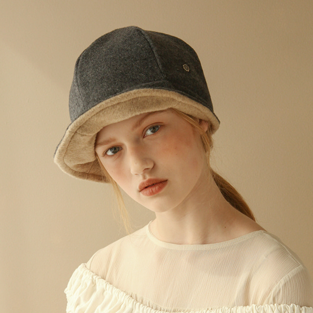 Reversible bell hat – Cashmere grey/beige