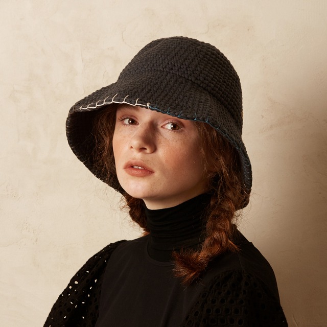 Knitting stich bell hat - Charcoal