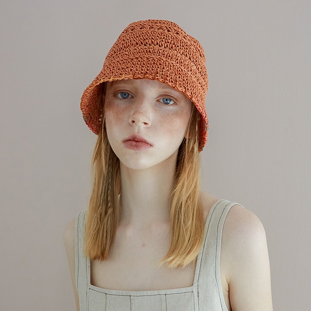 Stitch knitting hat  - Orange