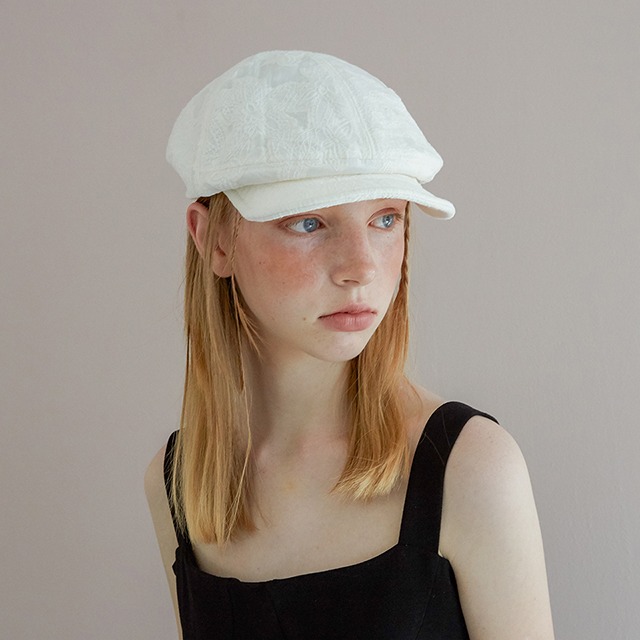 Simple Newsboy cap - Floral white