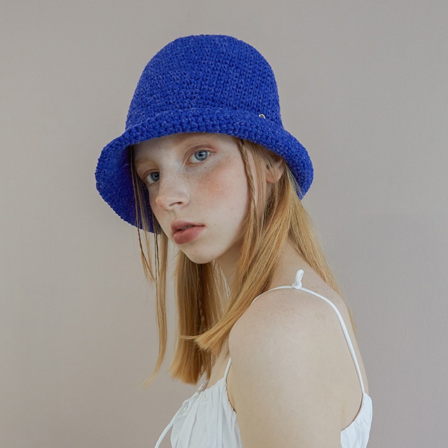 Hand knitting hat -Ultramarine blue