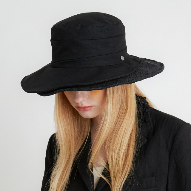 Double Brim Wire Hat -All Black